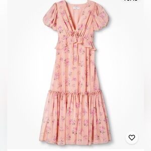 LoveShackFancy Pink Floral Midi Dress